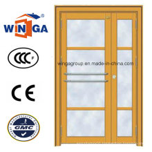 High Quality Galvanized Steel Security Metal Iron Glass Door (W-GD-14)